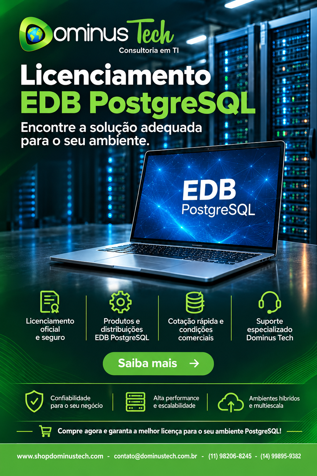 Licenciamento EDB PostgreSQL - Dominus Tech